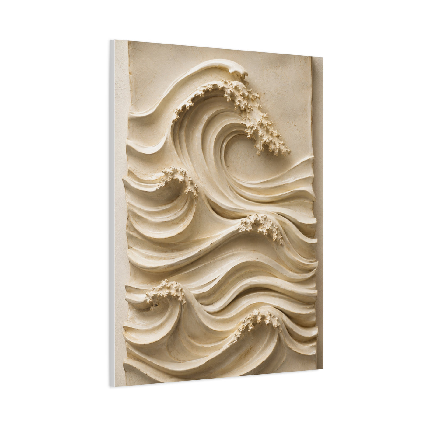 Ivory Minimal Wave Relief Texture Wall Art & Canvas Print