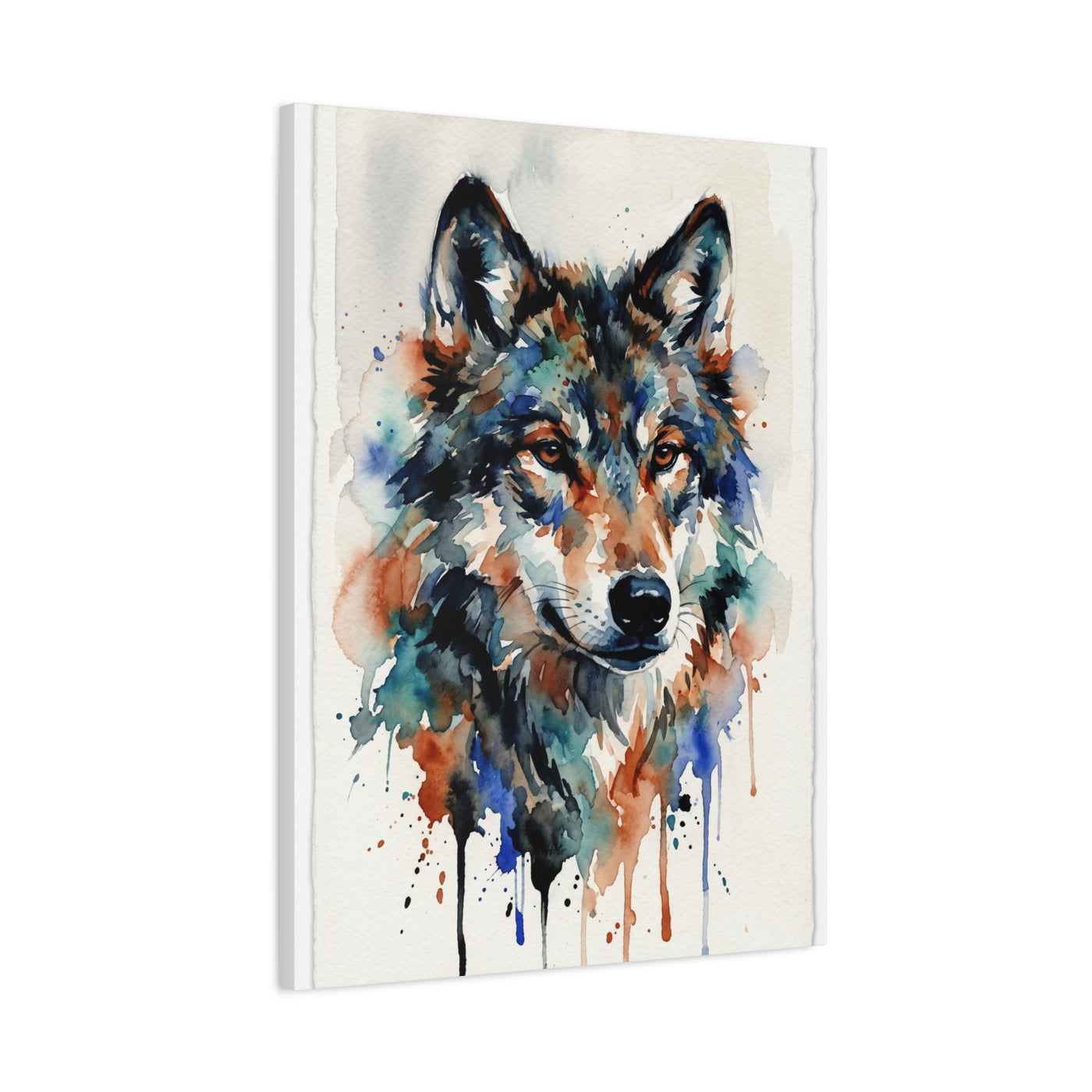 Watercolor Expression Wolf Portrait Abstract Wall Art & Canvas Print