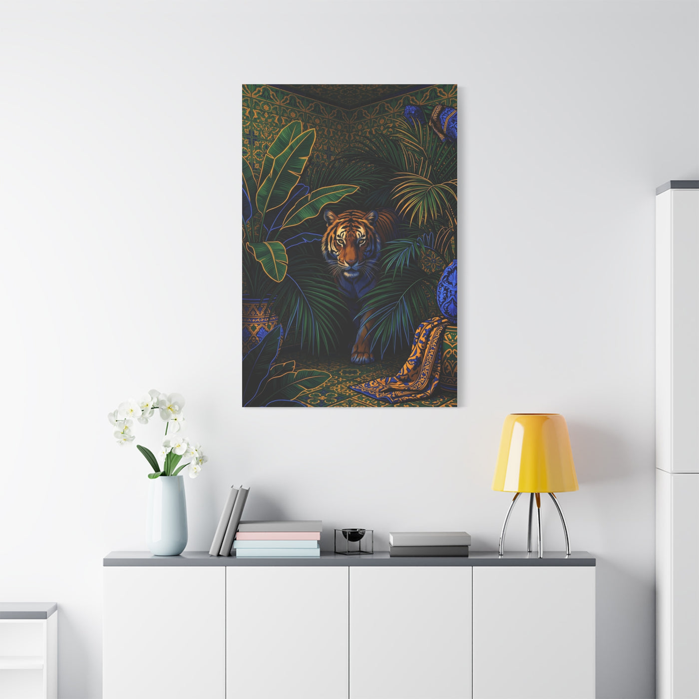Exotic Tiger Jungle Interior Tropical Wall Art & Canvas Print