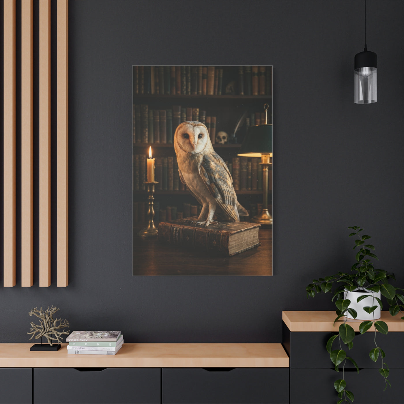 Classic Majestic Barn Owl Library Portrait Wall Art & Canvas Print