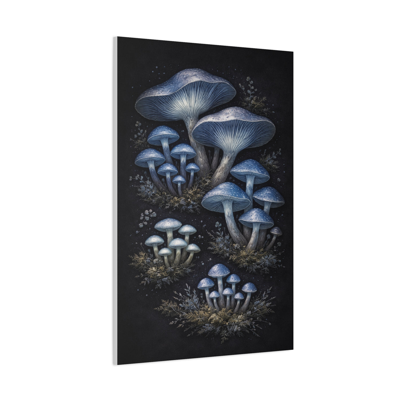 Luminous Indigo Fungi Botanical Study Wall Art & Canvas Print
