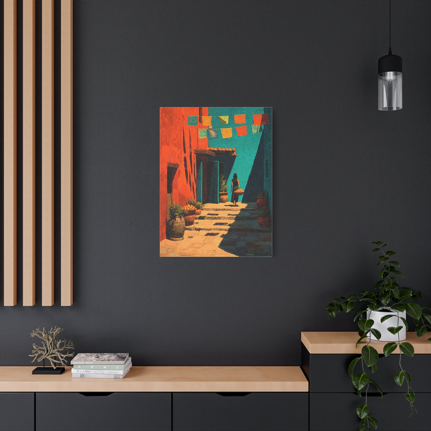Mexican Market Street Folk Scene Wall Art & Canvas Print