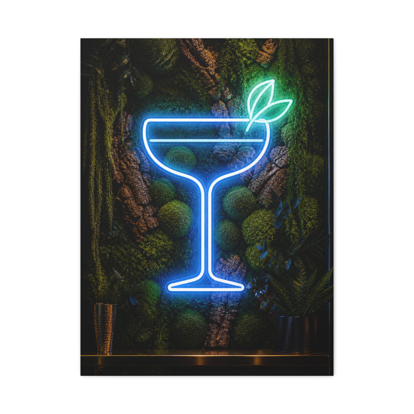 Moss Neon Cocktail Sculpture Wall Art & Canvas Print