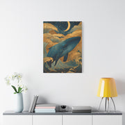 Folk Whale Moonlit Ocean Wall Art & Canvas Print