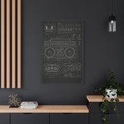 Vintage Boombox Blueprint Illustration Wall Art & Canvas Print