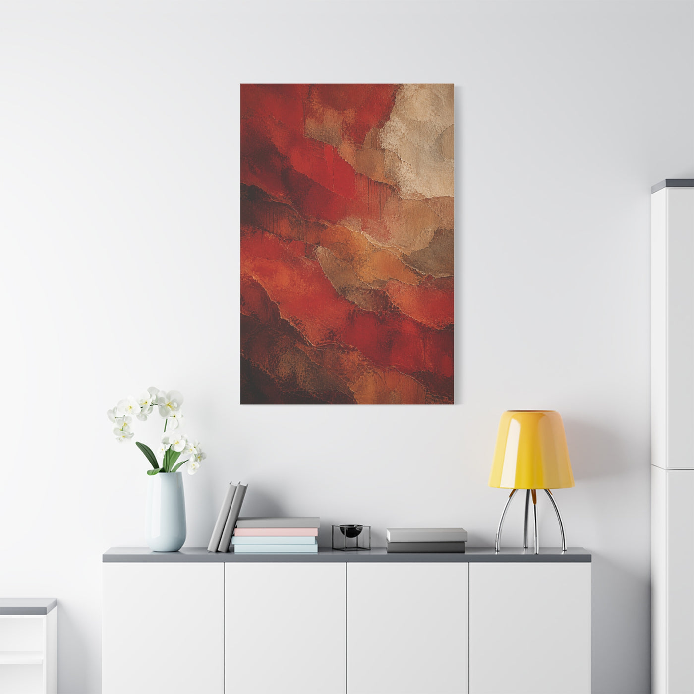 Earthy Layered Red Terrain Abstraction Wall Art & Canvas Print