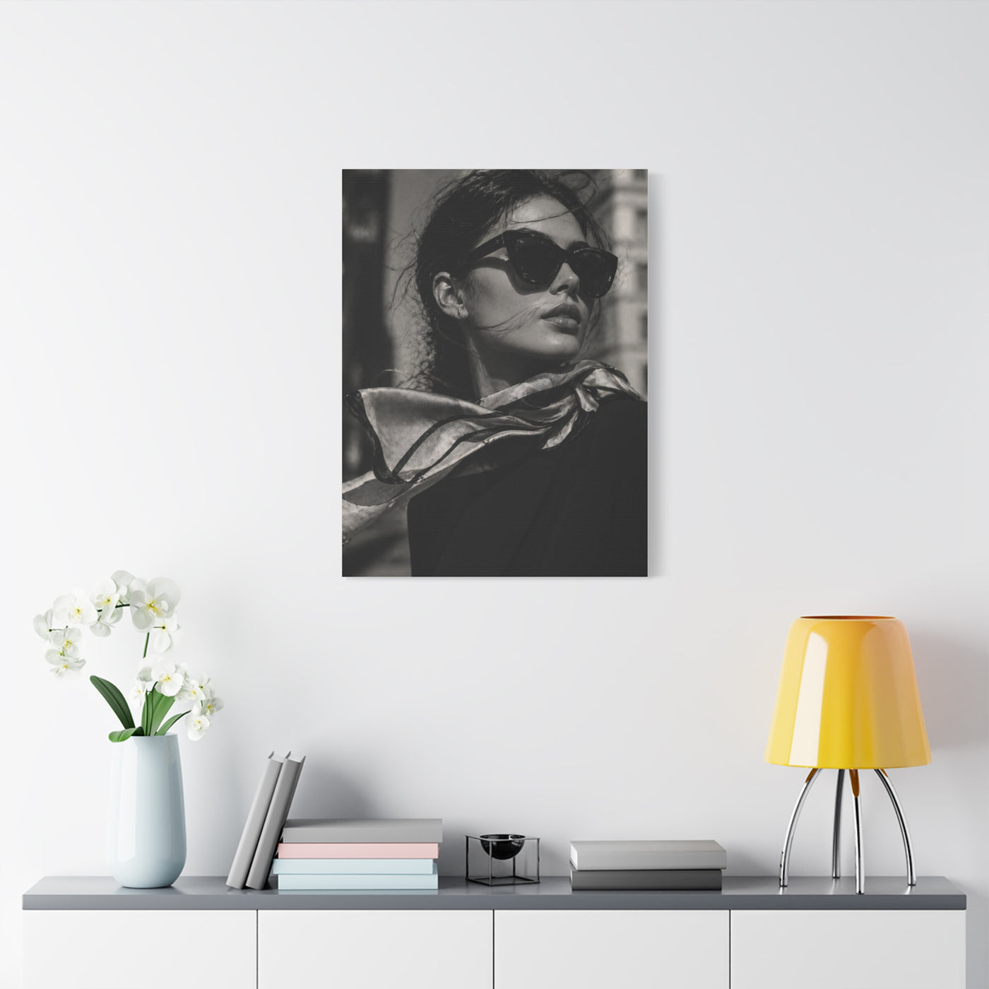 High-Fashion Sunglasses Portrait Wall Art & Canvas Print