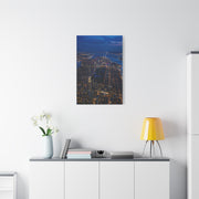Aerial Manhattan Night Grid Wall Art & Canvas Print
