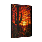 Stained Glass Desert Sunset Southwest Wall Art & Canvas Print
