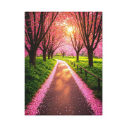 Sakura Forest Path With Sunlight Rays Wall Art & Canvas Prints