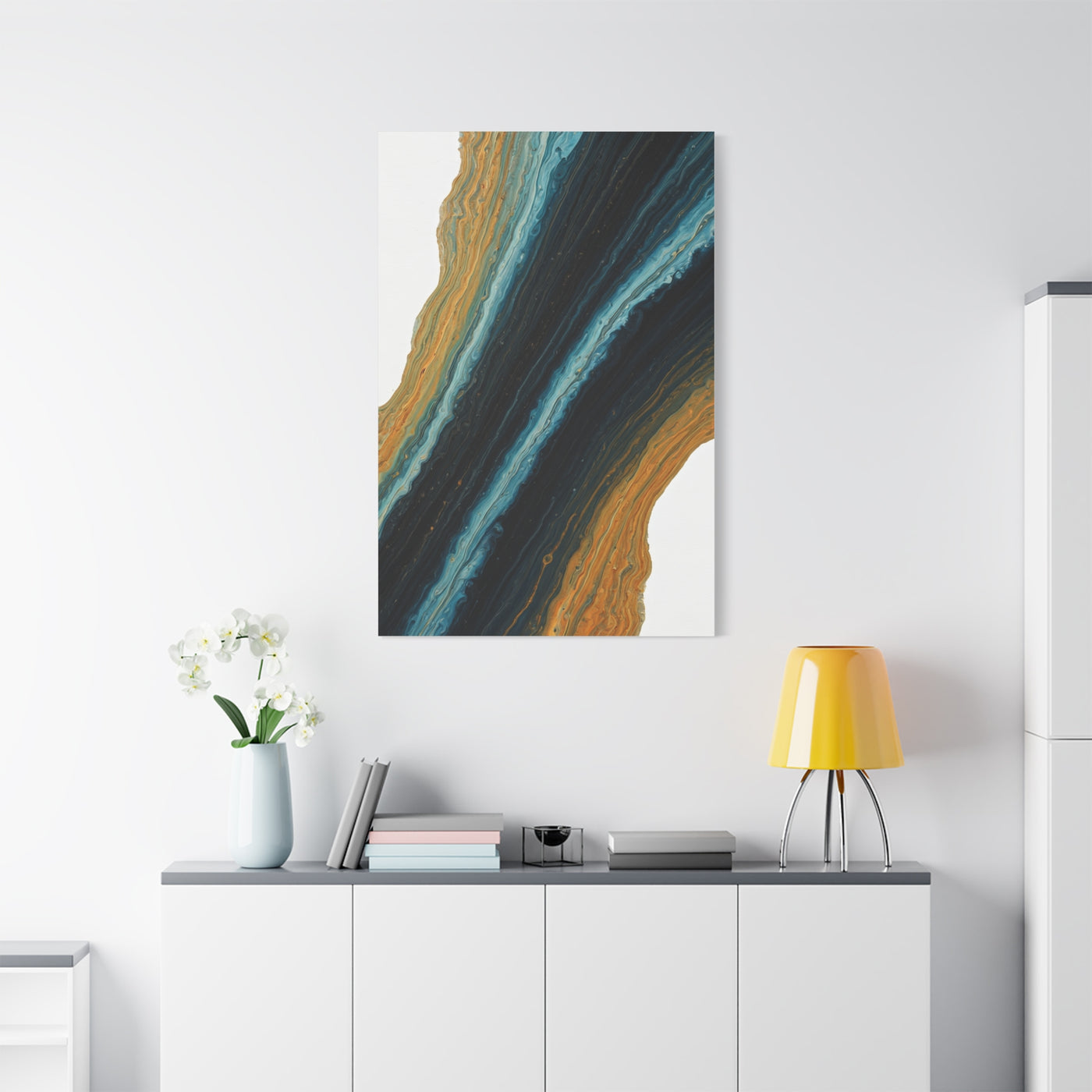 Blue and Gold Stone Flow Abstract Wall Art & Canvas Prints