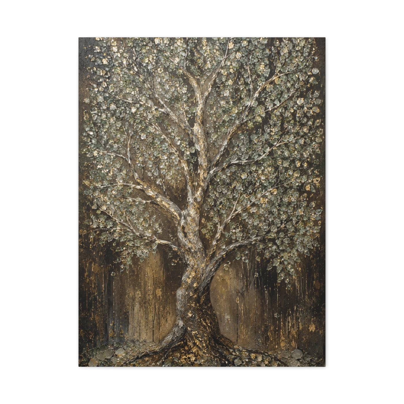 Golden Abstract Tree Texture Luxury Trees Wall Art & Canvas Print