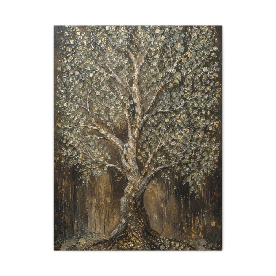 Golden Abstract Tree Texture Luxury Trees Wall Art & Canvas Print
