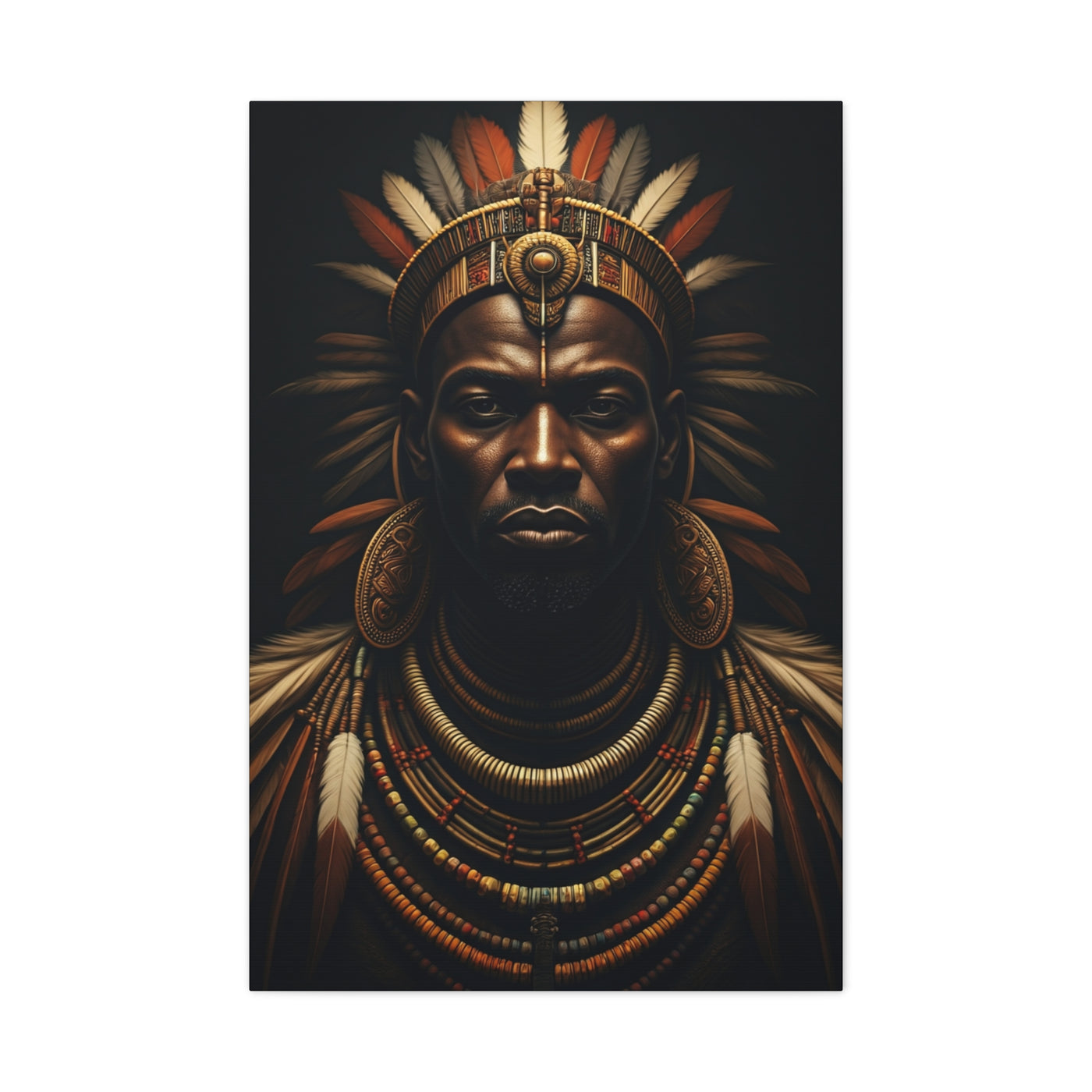 Crowned Tribal King Portrait Wall Art & Canvas Prints