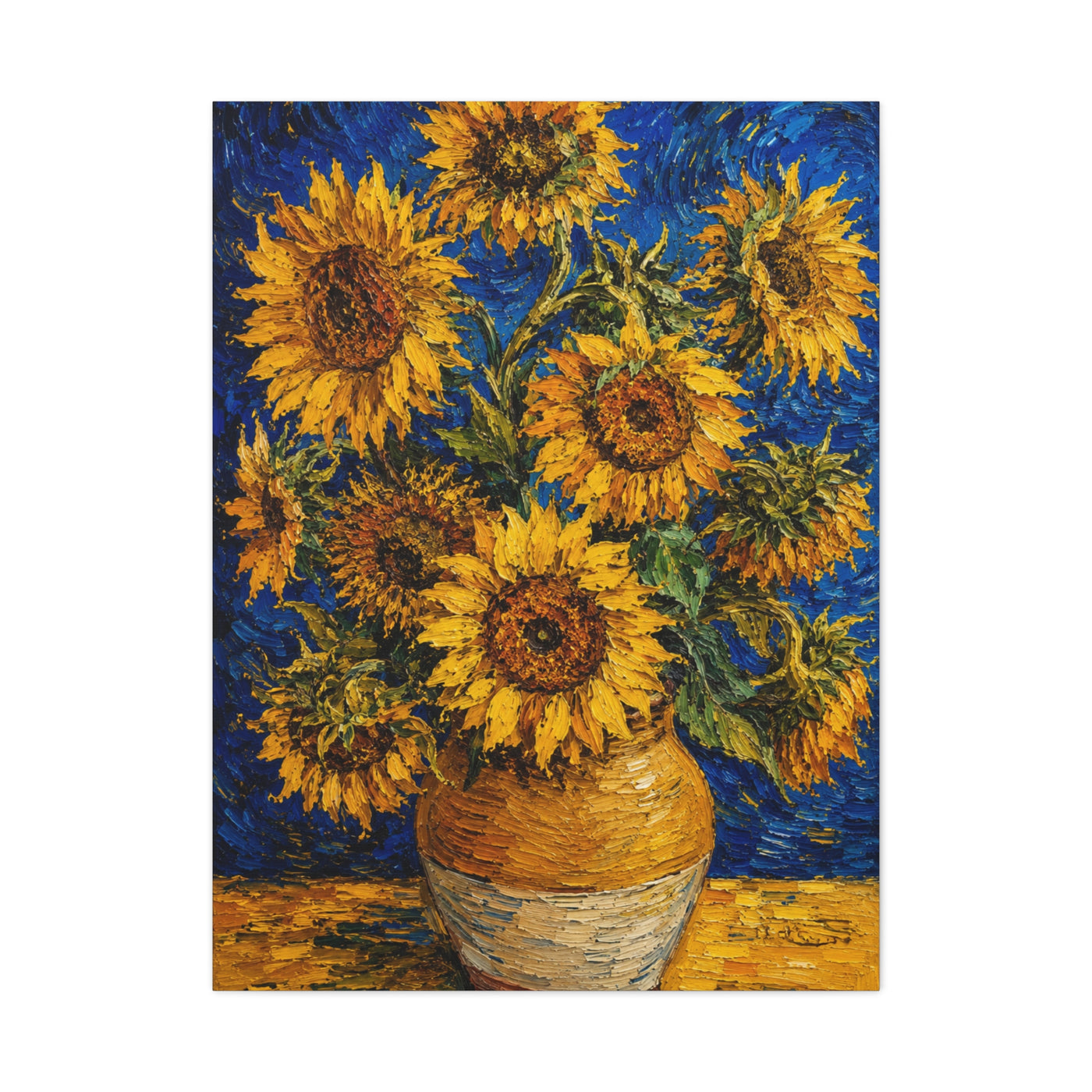 Impressionist Sunflower Vase Painting Wall Art & Canvas Print