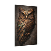 Rustic Metal Feather Owl Sculpture Wall Art & Canvas Print