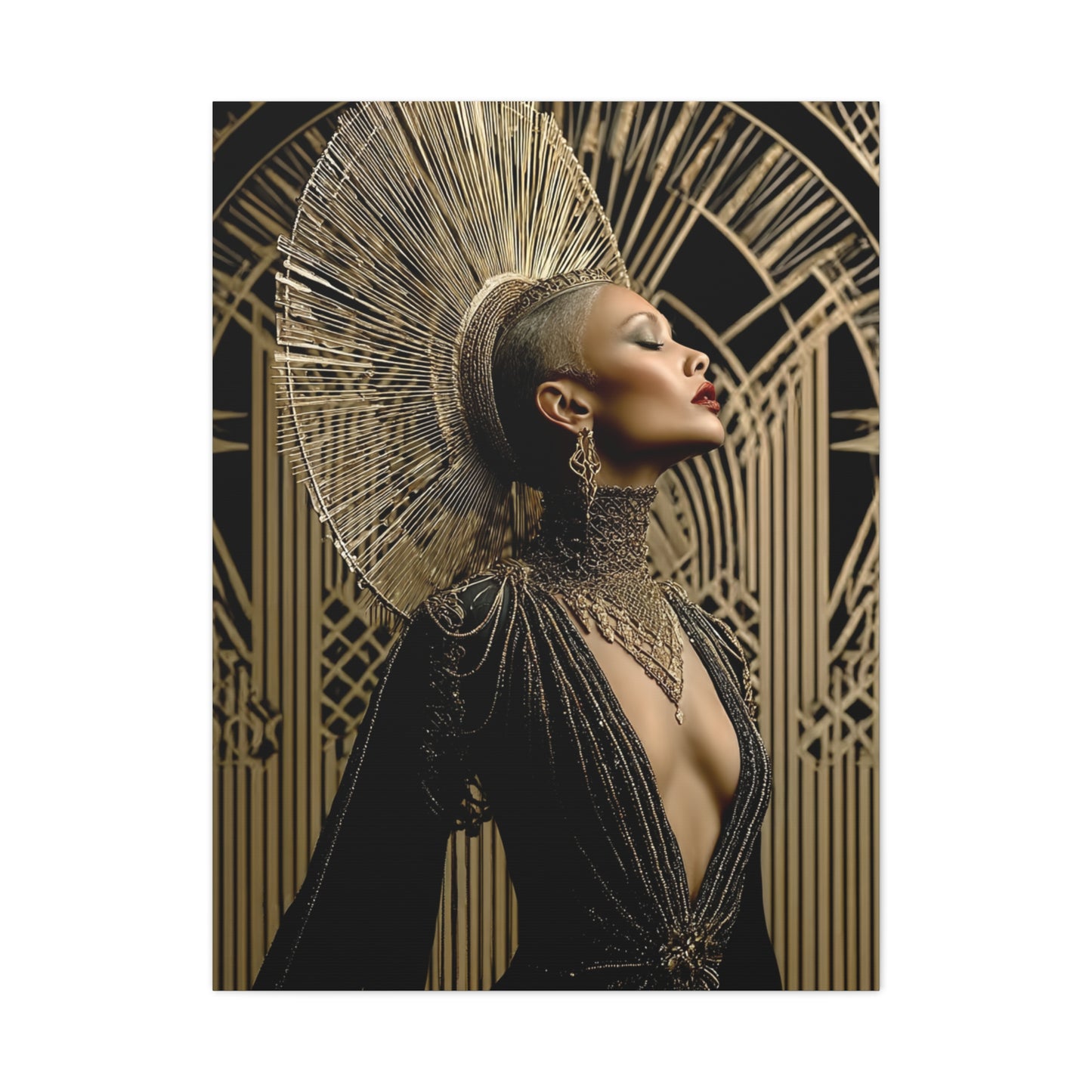 Art Deco Gold Muse Portrait Wall Art & Canvas Print