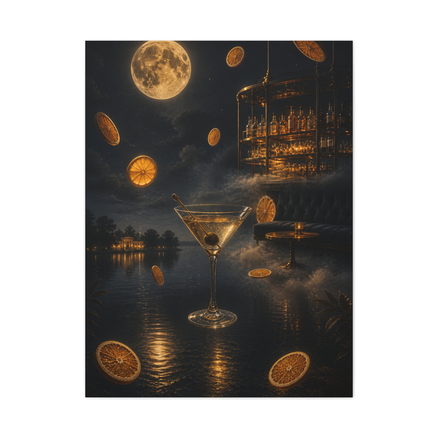 Surreal Moonlit Martini Dreamscape Wall Art & Canvas Print