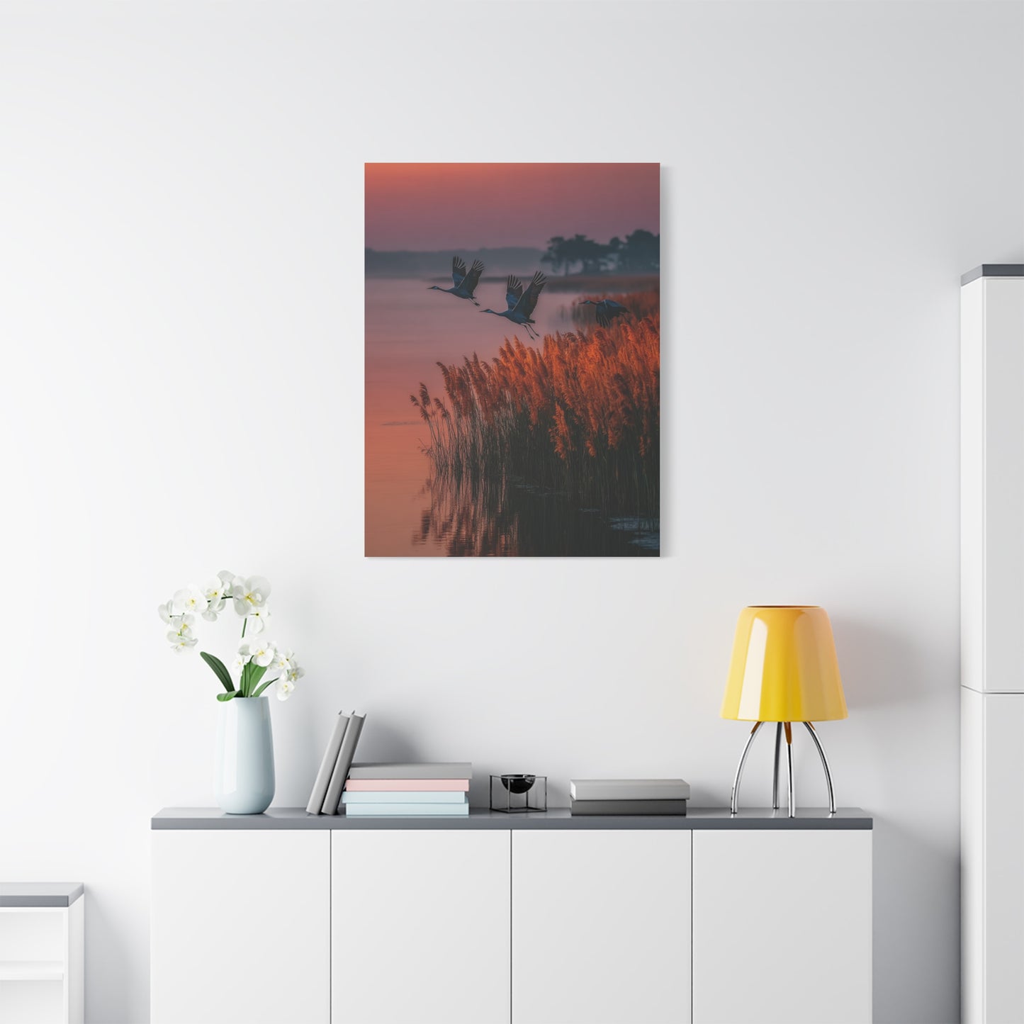 Autumn Marsh Sunrise Geese Wall Art & Canvas Print
