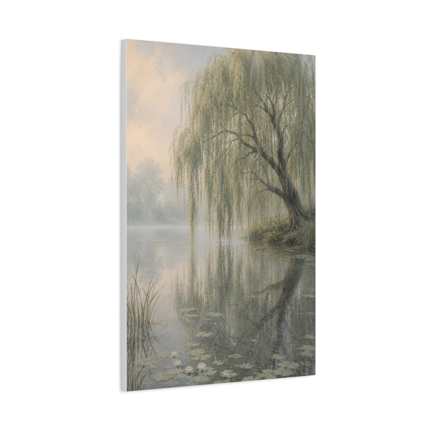 Misty Willow Reflection Lake Trees Wall Art & Canvas Print