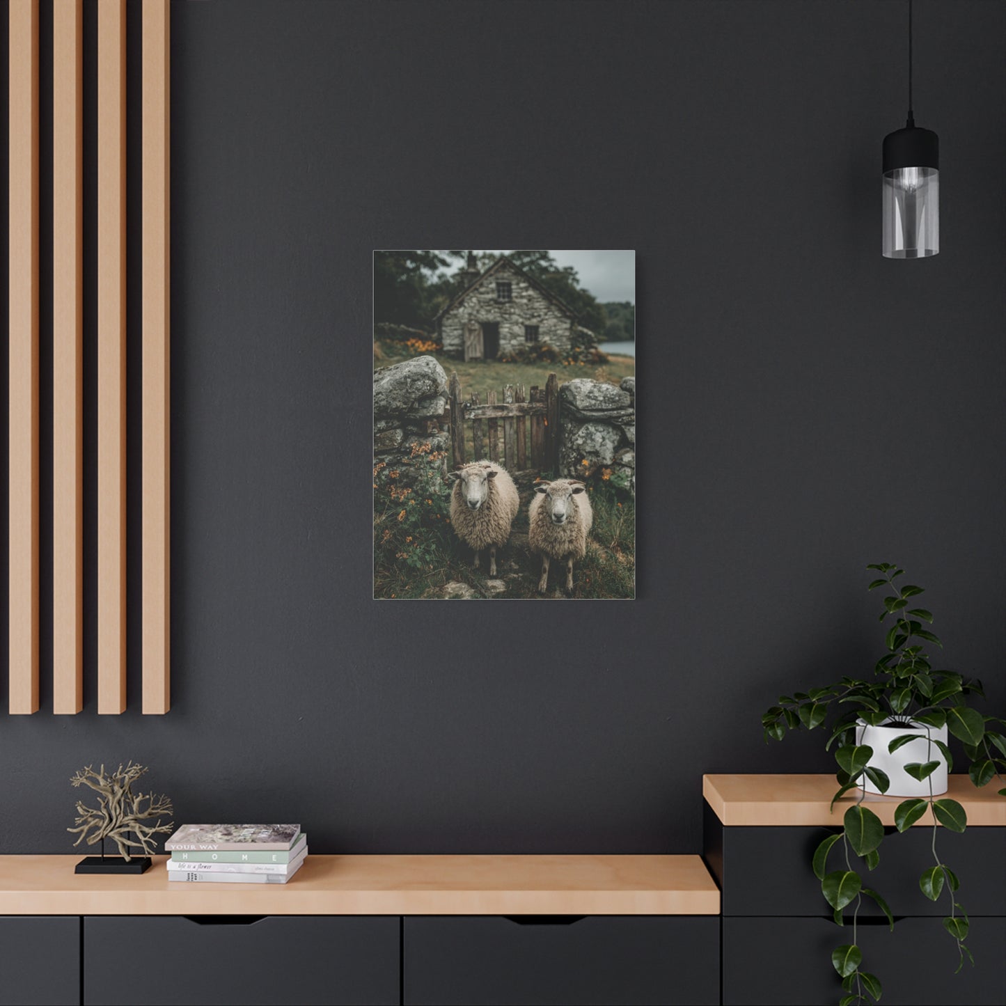 Sheep at Farmhouse Gate Wall Art & Canvas Print