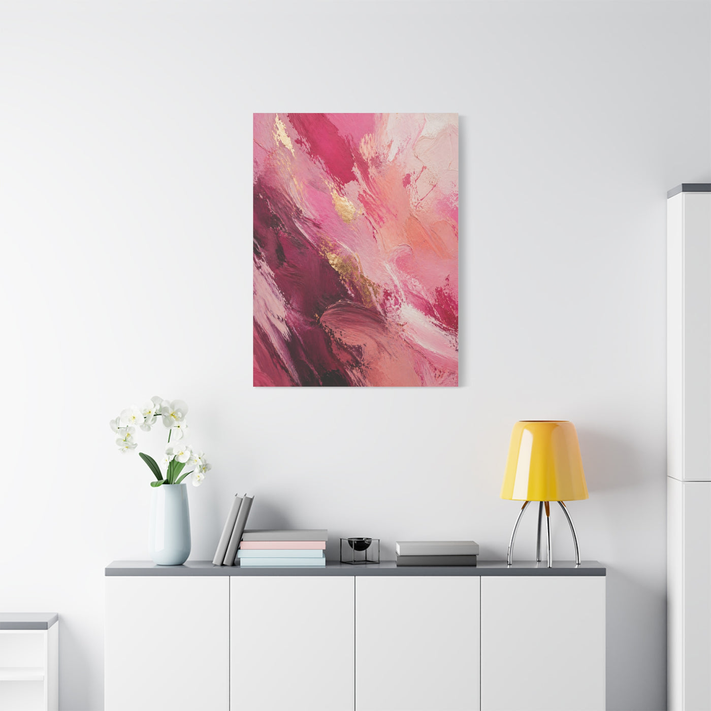 Pink Abstract Expressionist Brushstroke Wall Art & Canvas Print