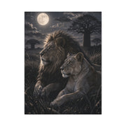 Lion and Lioness Under Moonlight Unity Wall Art & Canvas Print