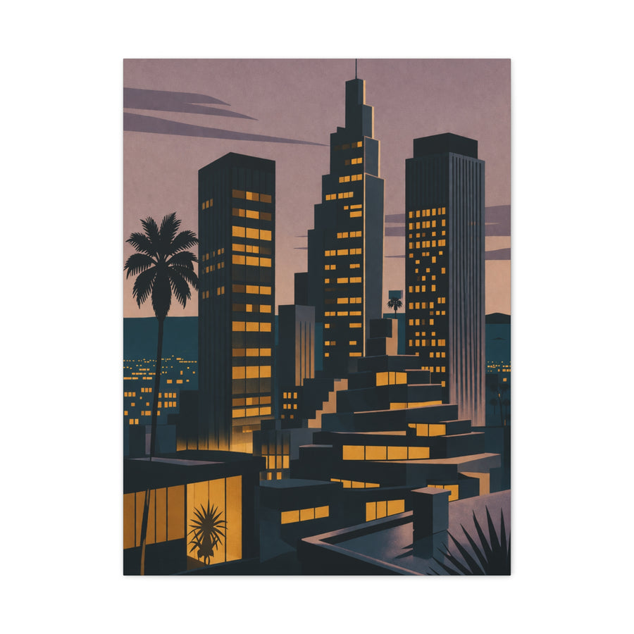 Retro Modern Skyline Dusk Wall Art & Canvas Print