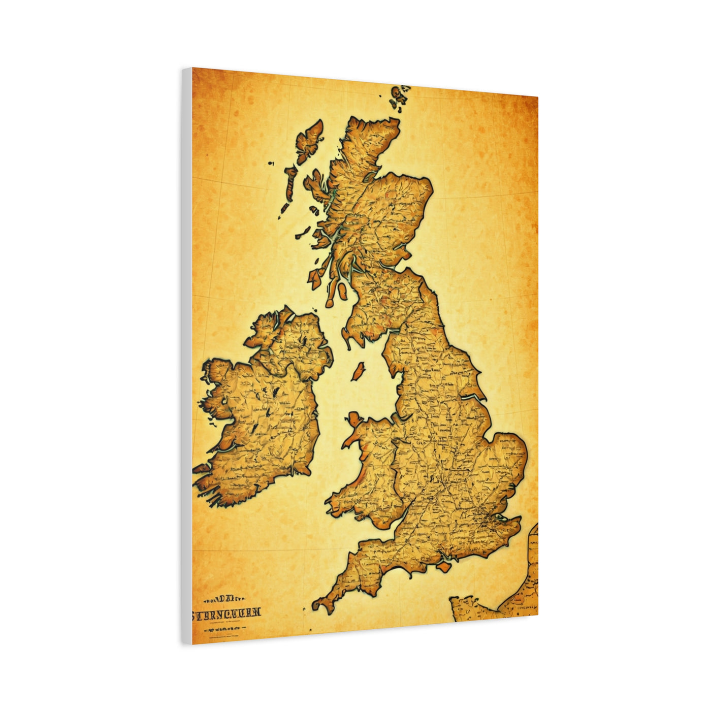 World Map on Aged Scroll Background Wall Art & Canvas Prints .