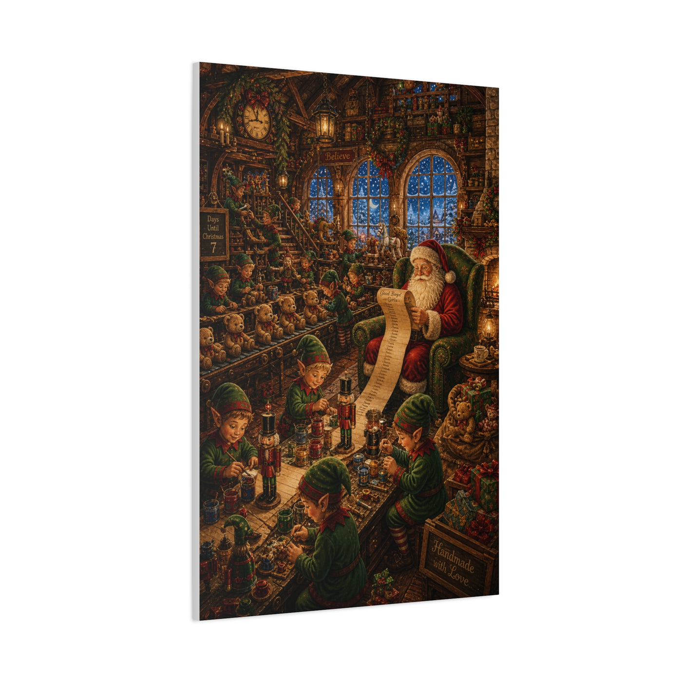 Cozy Traditional Santa Workshop Wall Art & Canvas Print