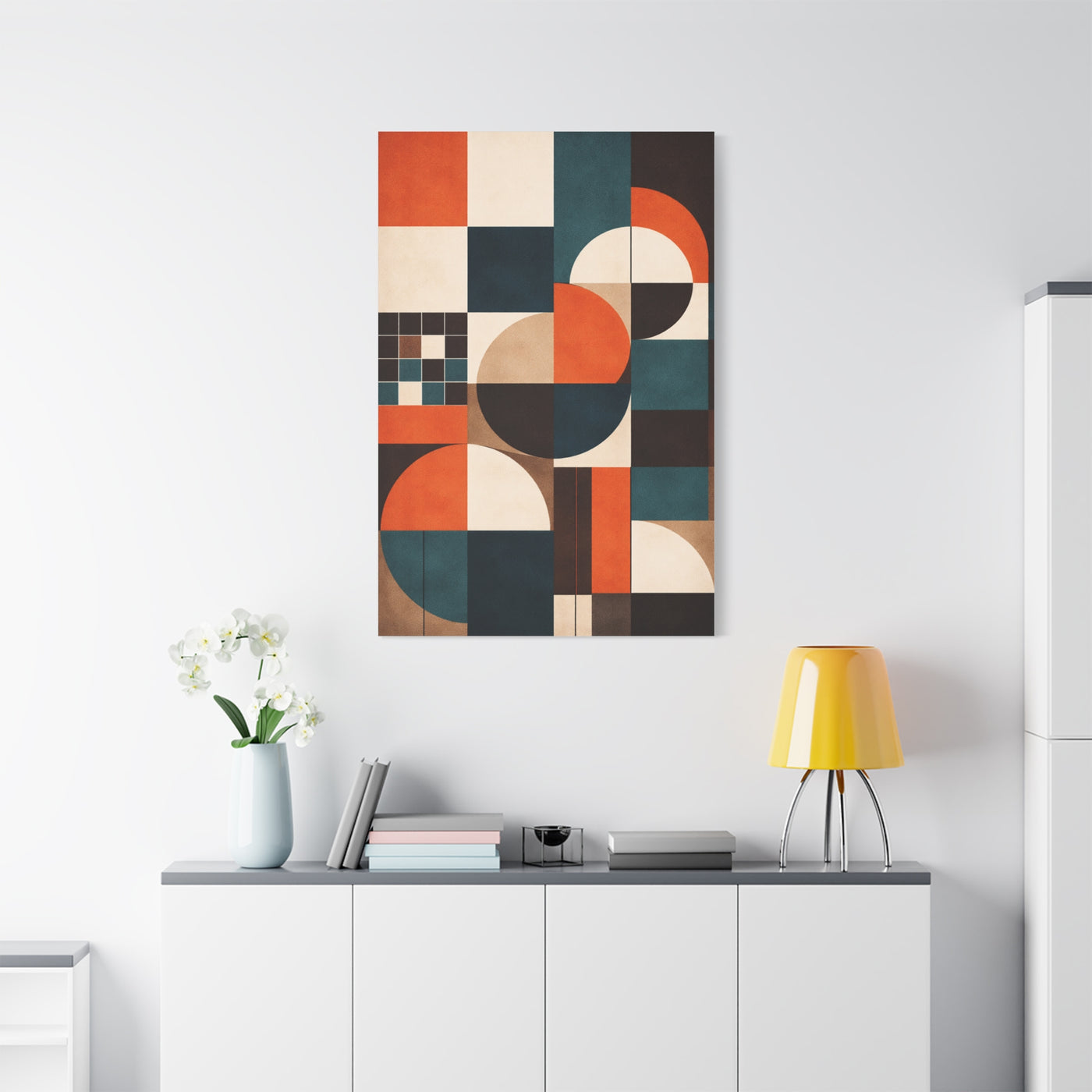 Modern Orange and Teal Geometric Balance Wall Art & Canvas Print