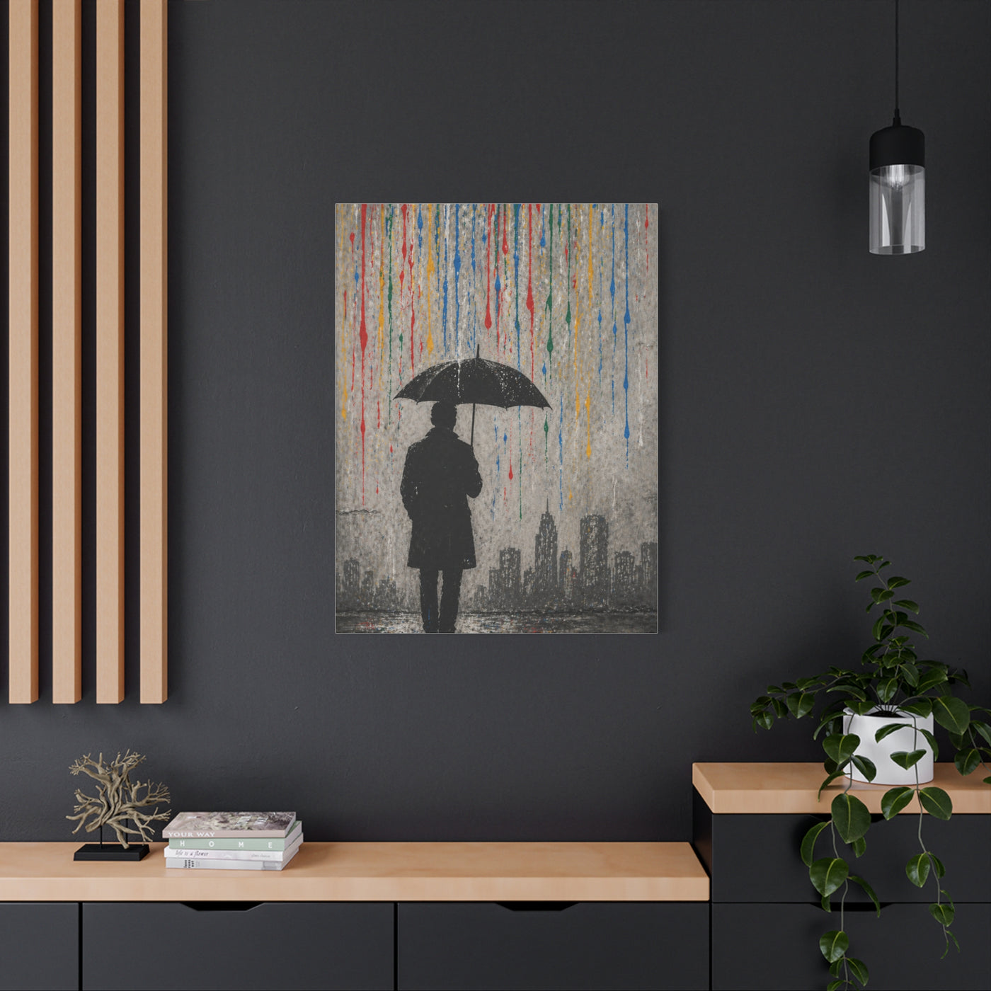 Urban Rain Umbrella Street Art Wall Art & Canvas Print