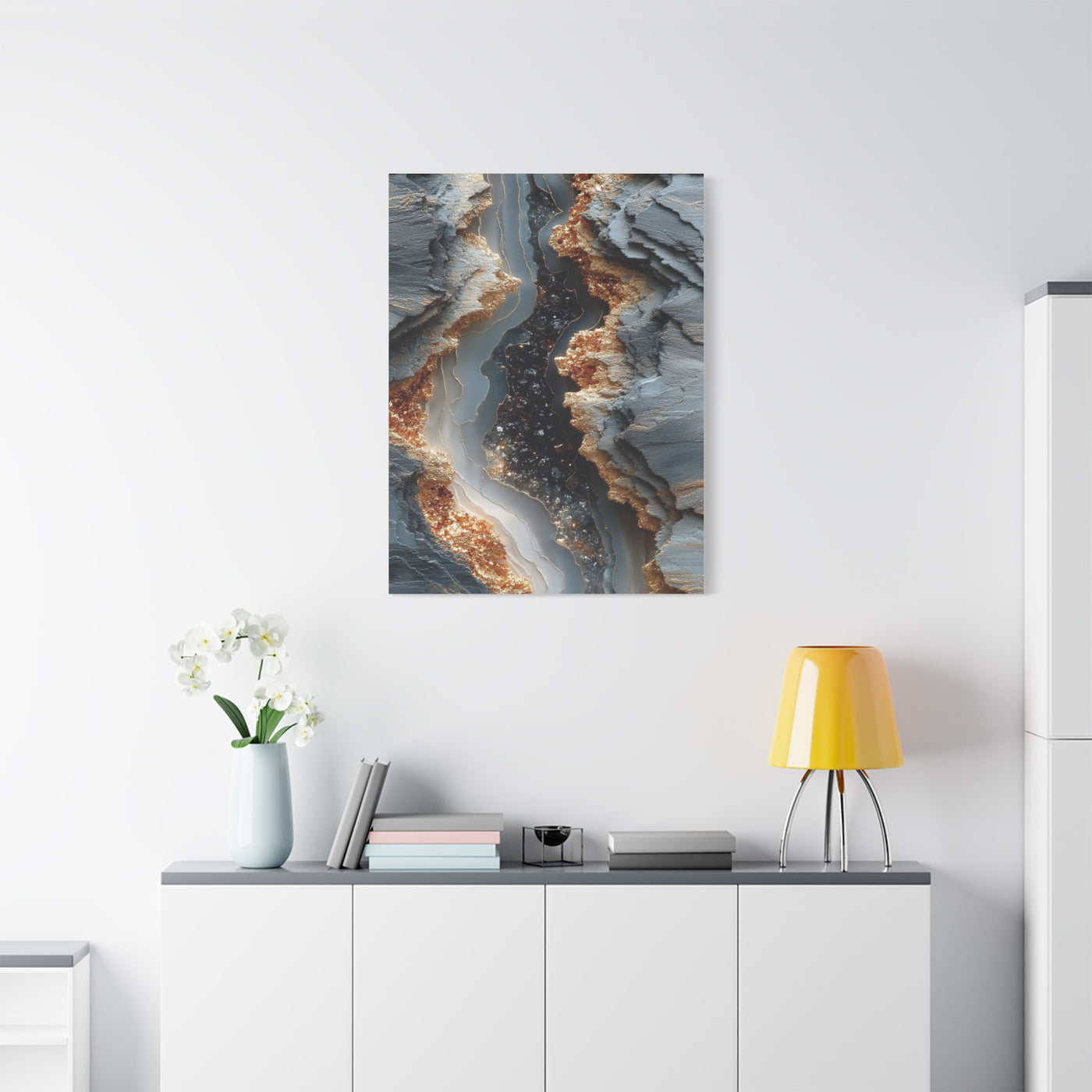Silver Geode Mineral Abstract Wall Art & Canvas Print