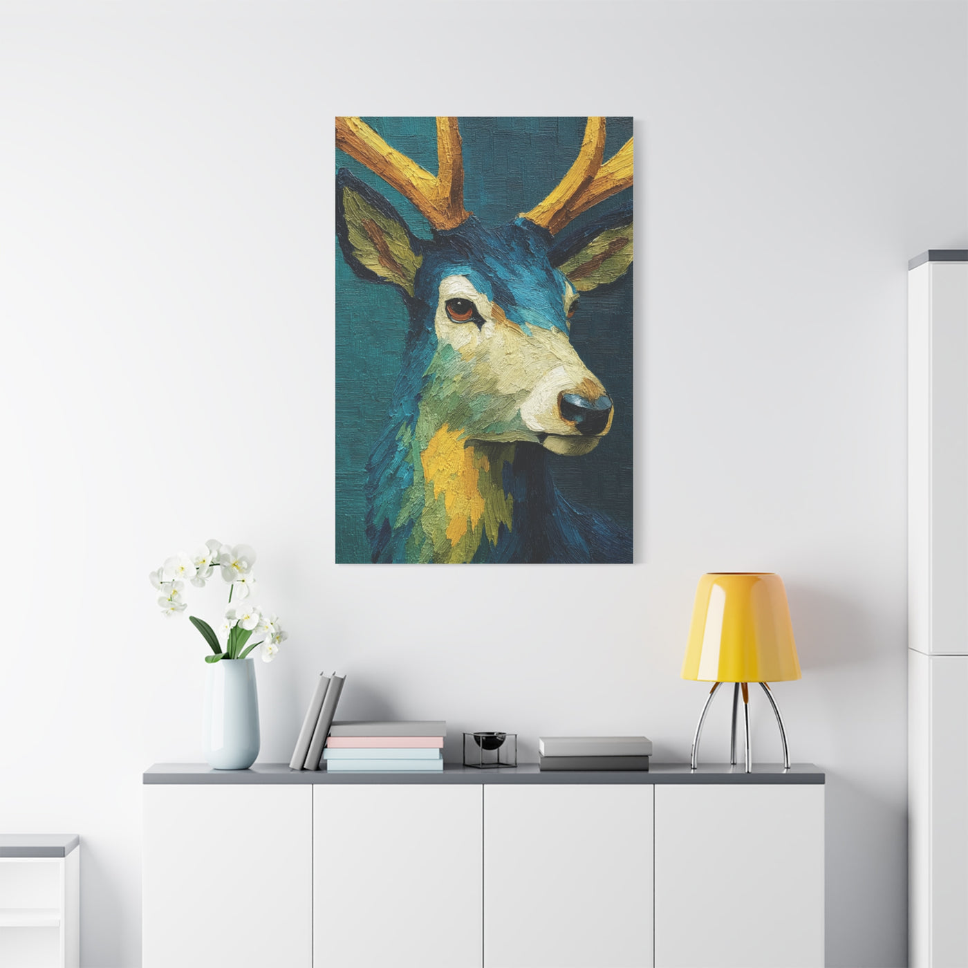 Modern Expressionist Deer Portrait Wall Art & Canvas Print