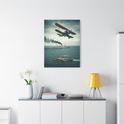 Vintage Biplane Over Open Sea Wall Art & Canvas Prints