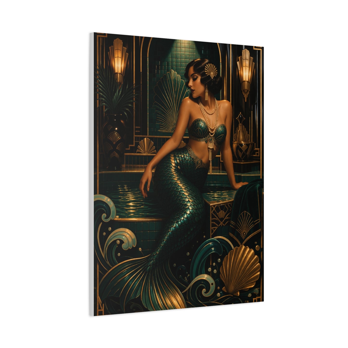 Art Deco Emerald Mermaid Luxe Wall Art & Canvas Print