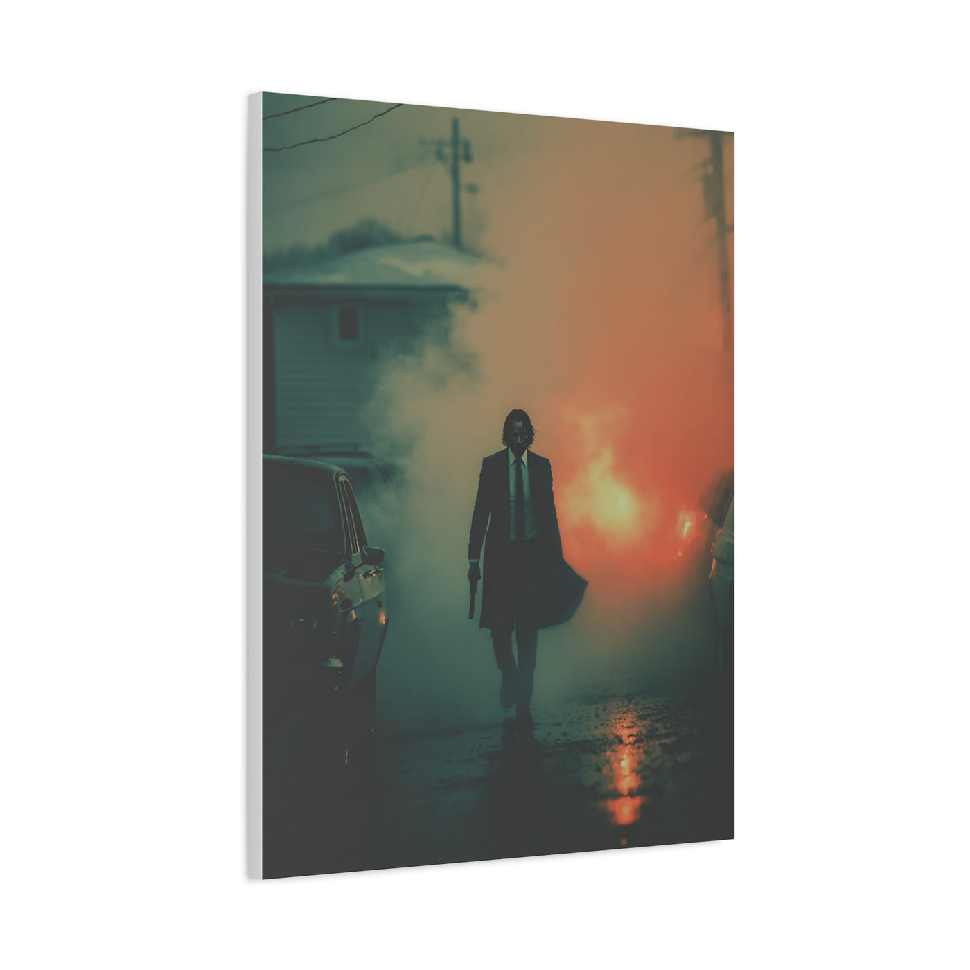 John Wick Foggy Street Walk Movie Poster Wall Art & Canvas Print