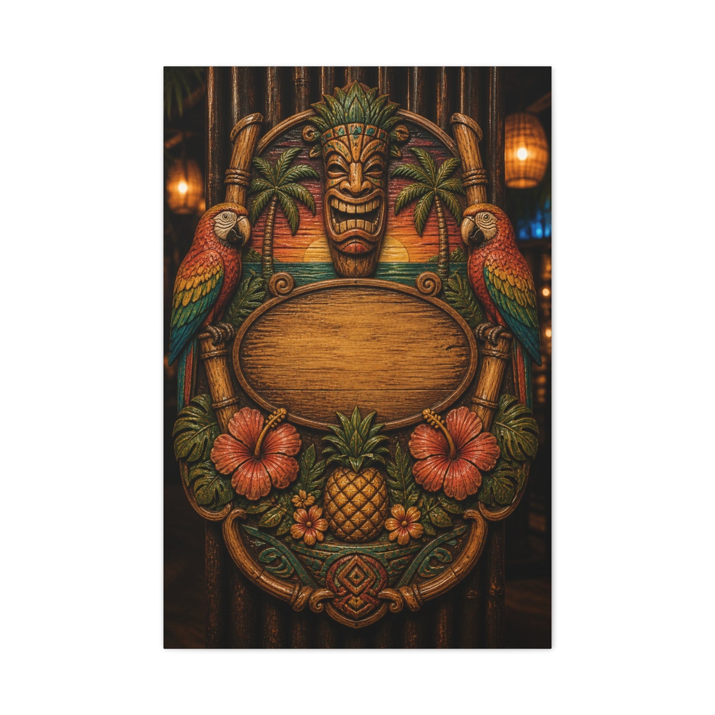 Tropical Tiki Bar Crest Wall Art & Canvas Print