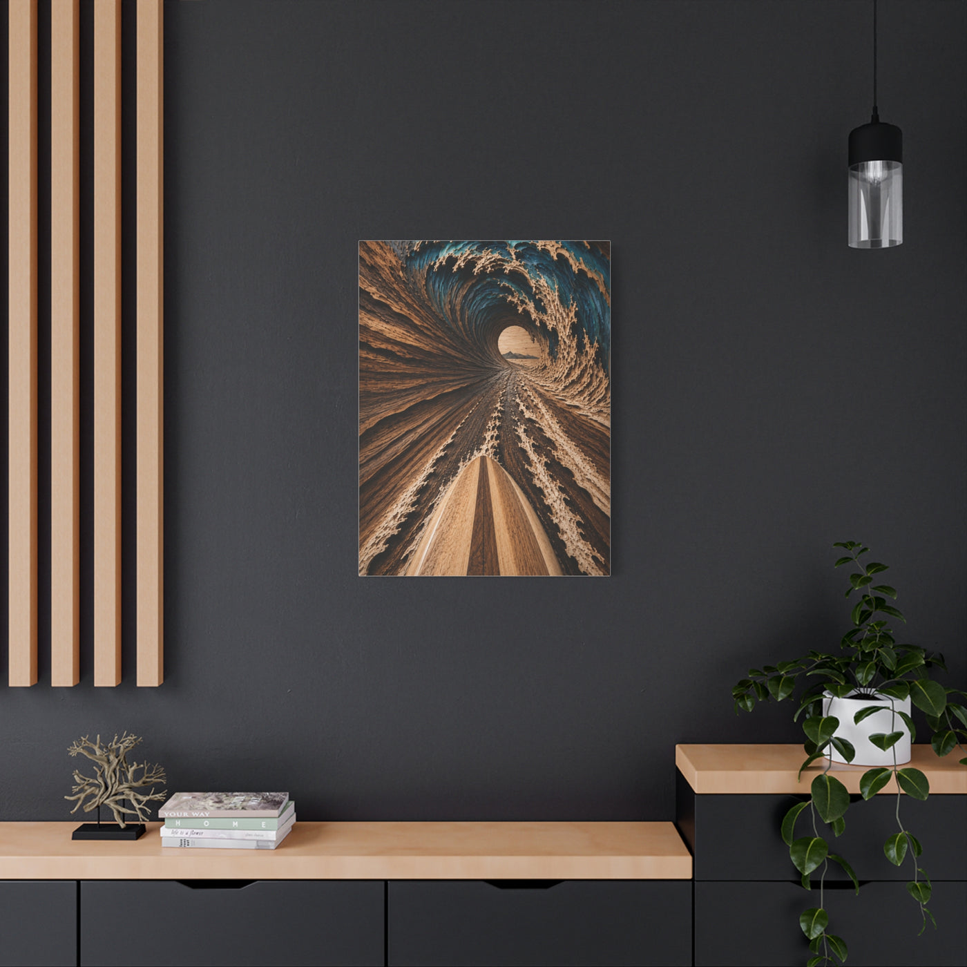 Wooden Barrel Tunnel Surf View Wall Art & Canvas Print