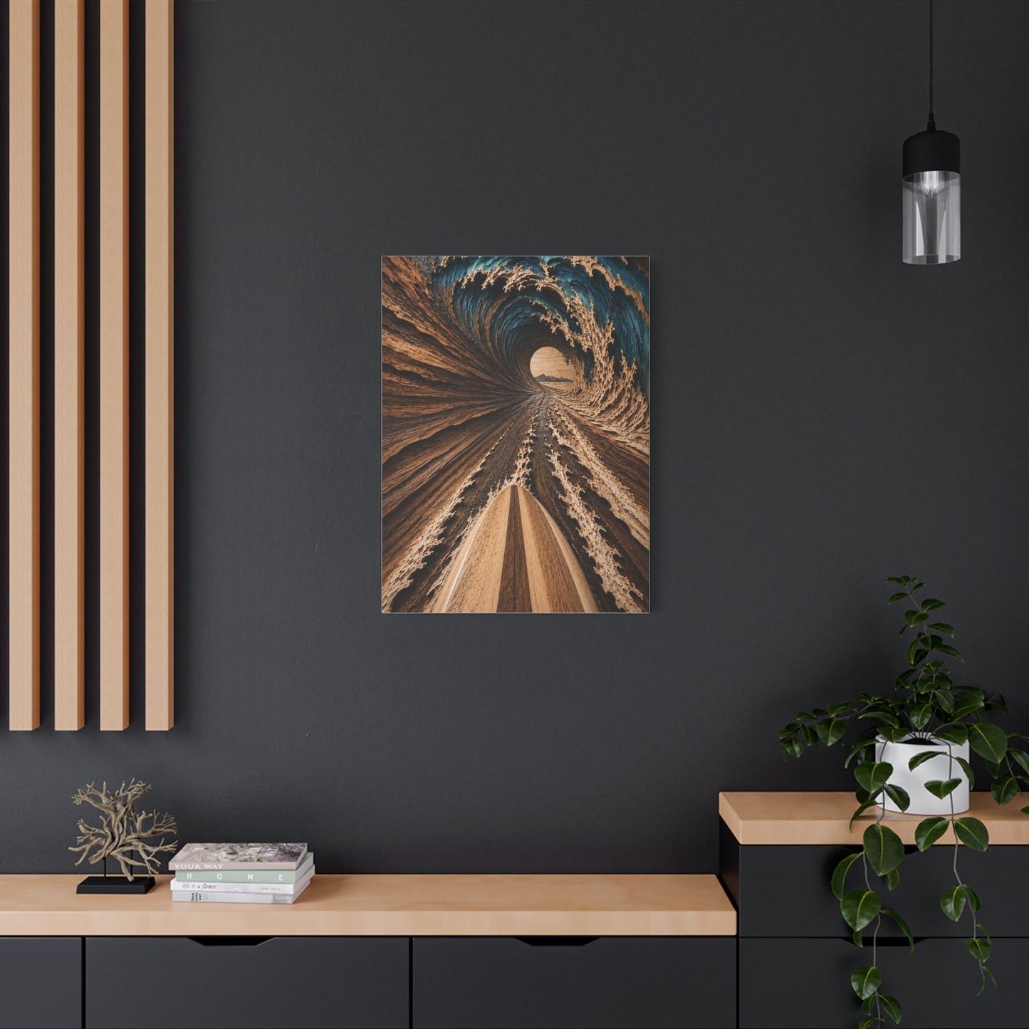 Wooden Barrel Tunnel Surf View Wall Art & Canvas Print