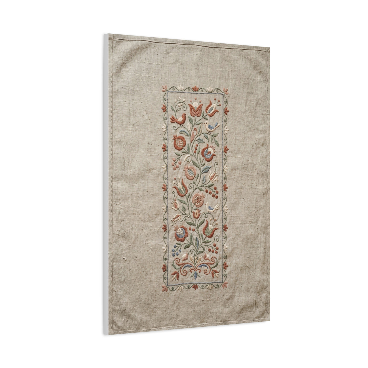 Rustic Folk Botanical Embroidery Strip Wall Art & Canvas Print