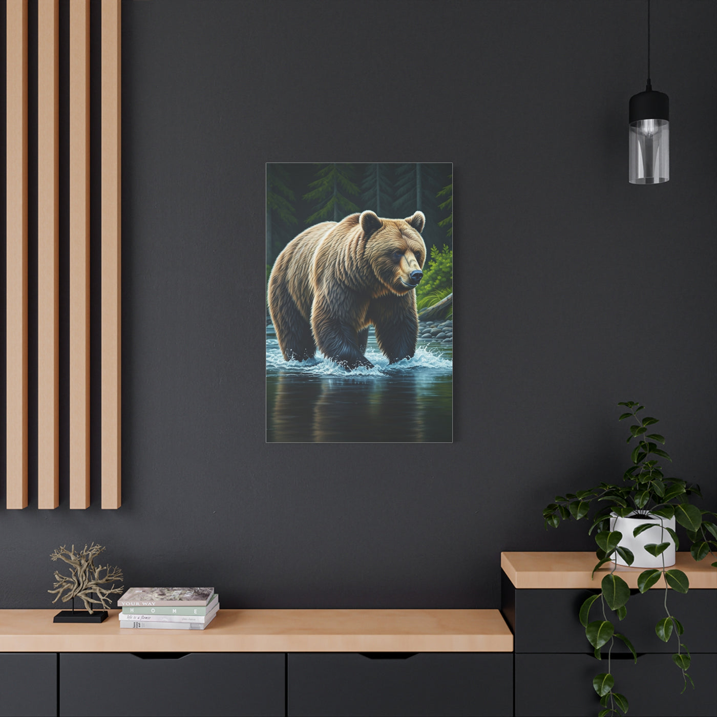 River Crossing Grizzly Bear Wall Art & Canvas Prints