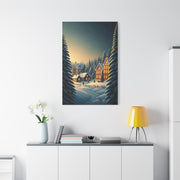 Snowy Christmas Village Under Winter Stars Wall Art & Canvas Print
