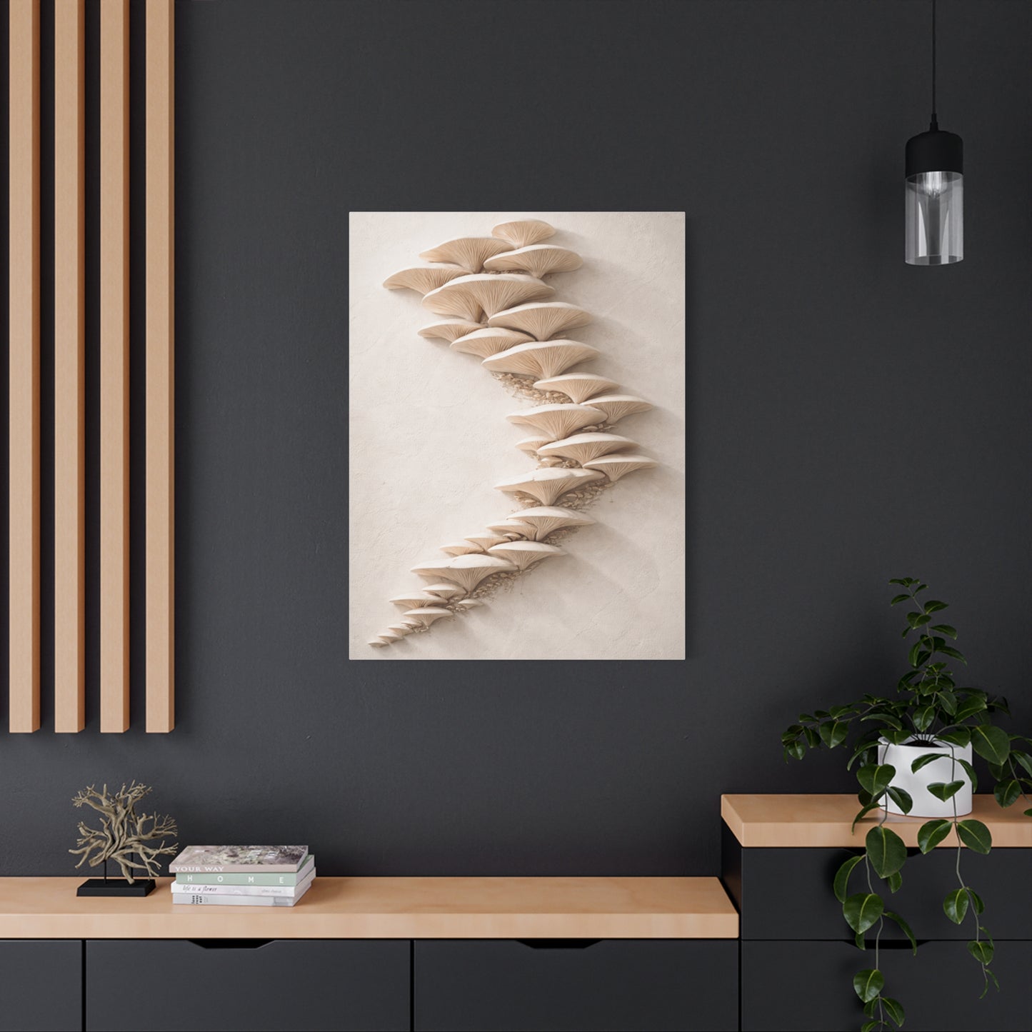 Minimalist Sculptural Oyster Mushroom Cascade Wall Art & Canvas Print