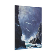 Seagulls Flying Above Crashing Coastal Waves Wall Art & Canvas Print