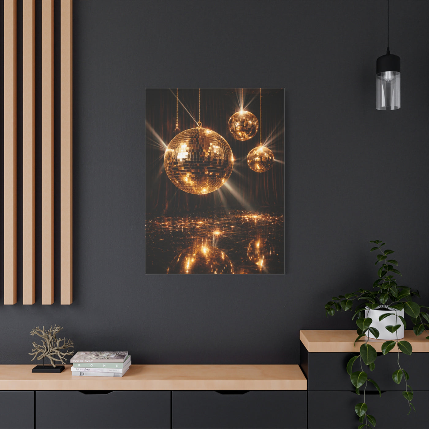 Golden Disco Ball Glamour Wall Art & Canvas Print