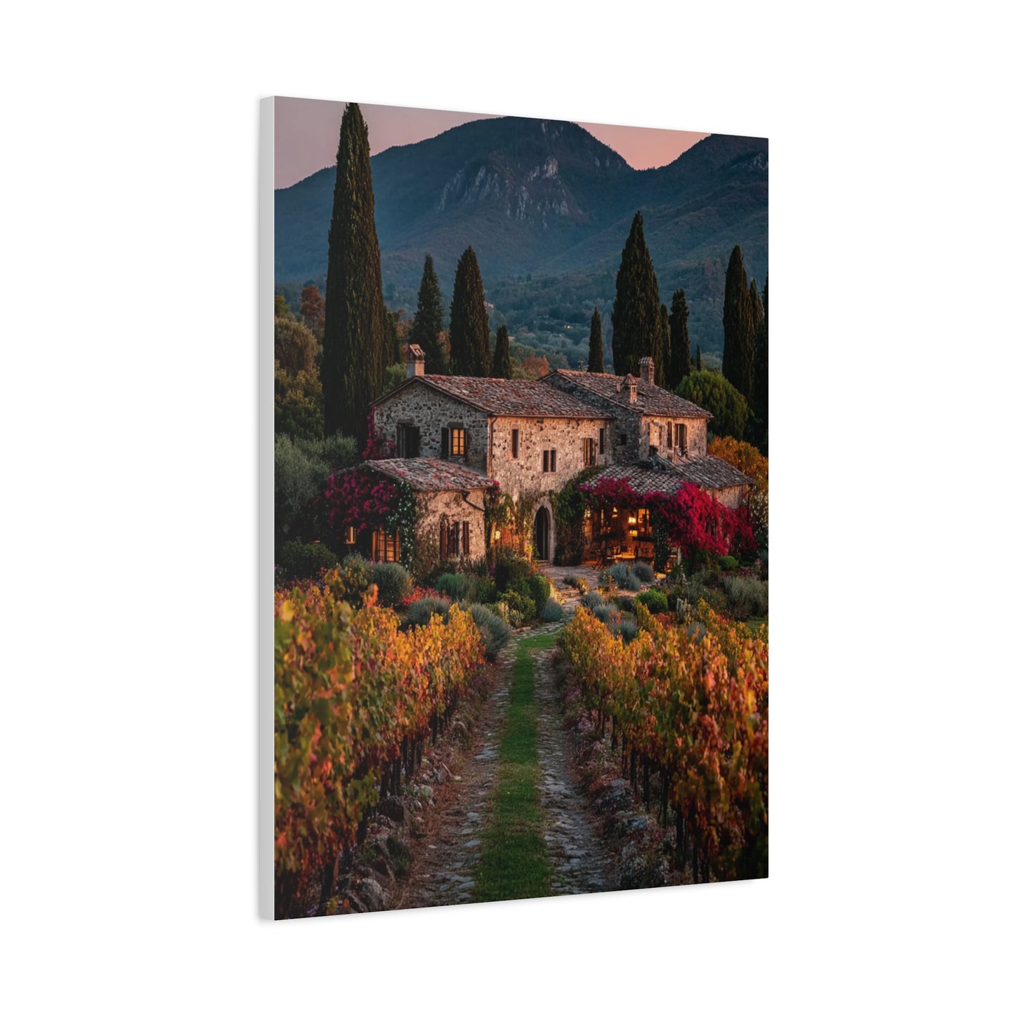 Tuscan Vineyard Autumn Villa Wall Art & Canvas Print
