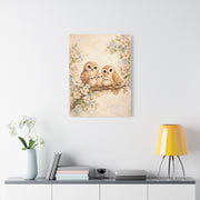 Whimsical Owl Family Blossom Scene Wall Art & Canvas Print