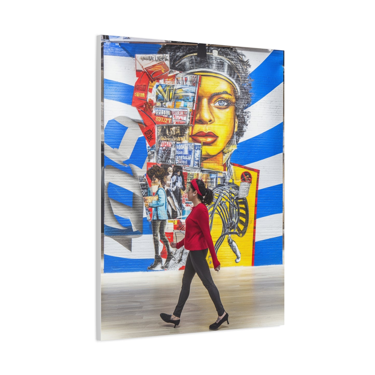 Urban Collage Mural Portrait Wall Art & Canvas Print