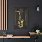 Golden Jazz Saxophone Art Deco Wall Art & Canvas Prints